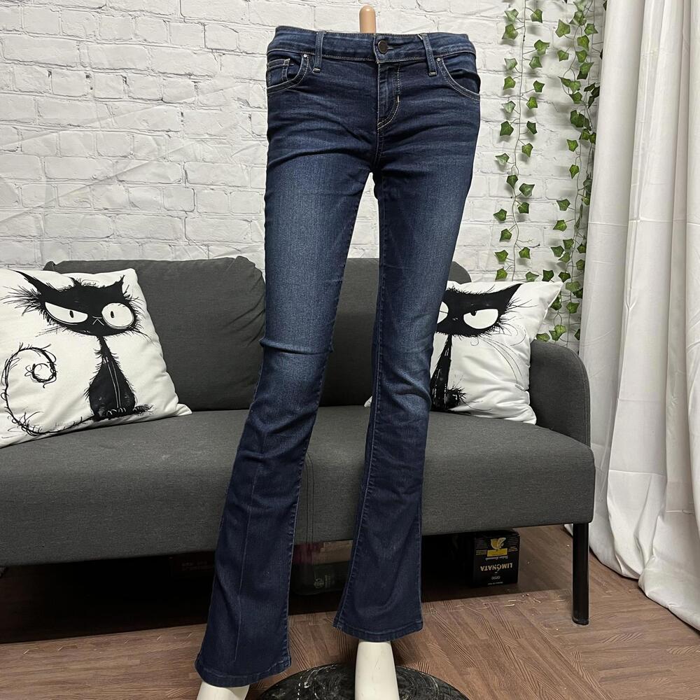 Y2K Guess Kate Boot dark blue wash bootcut low rise jeans size 28 - Picture 6 of 7